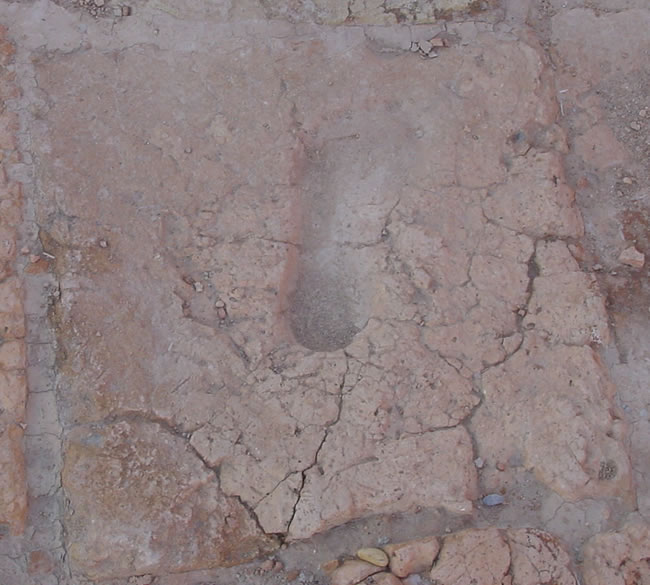 human footprint left in a tile at the remains of Chogha Zanbil