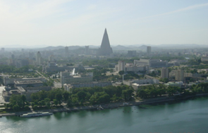 Juche Tower - view west, Ryugyong Hotel